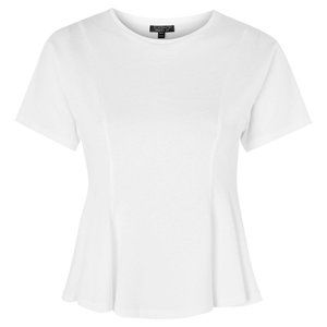 TopShop Peplum Seamed White T-shirt